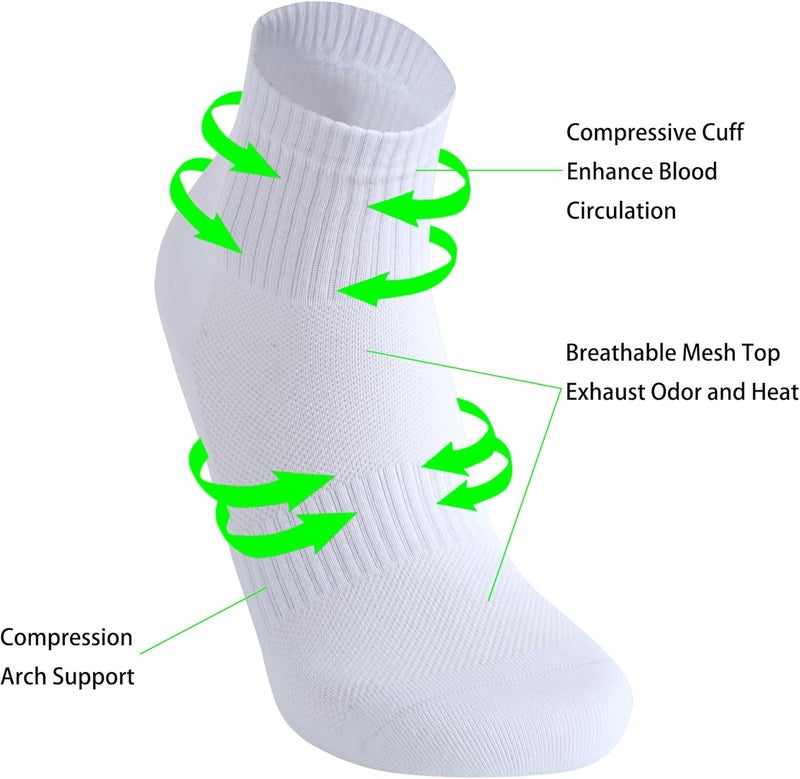 WindCrosser Womens Anti Odor Blister Proof Seamless Breathable Cotton Thin Quarter Crew/Ankle Daily Socks, Size 6-10 - Image 2